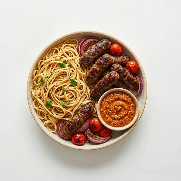 Beef Chivapa In Romesco Sauce With Linguini Pasta